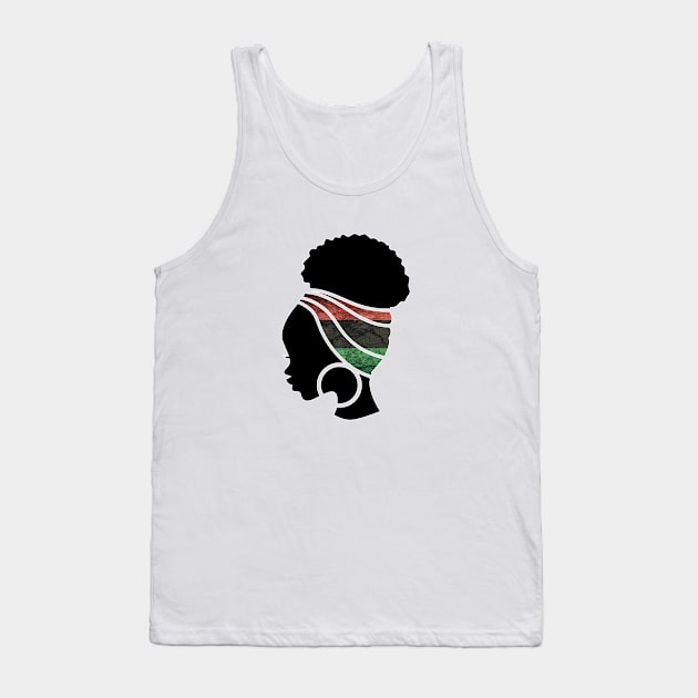 Afro Hair Woman with Pan African Flag Headwrap Tank Top by dukito